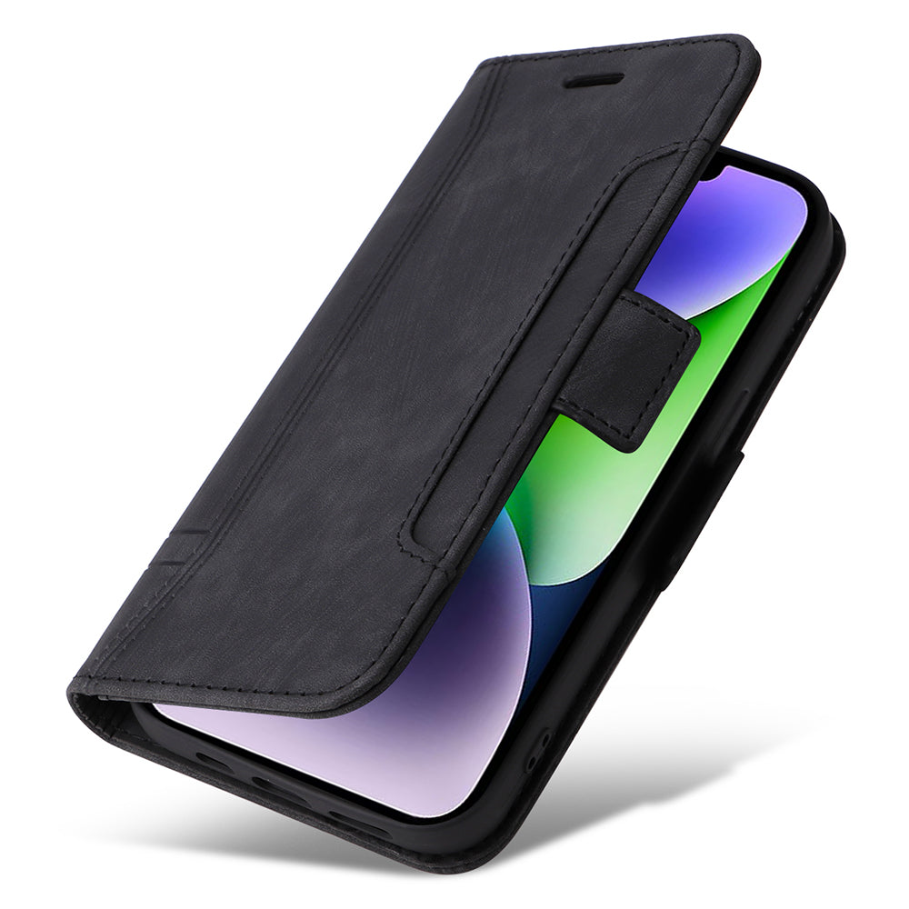 Uniqkart 001 For iPhone 15 Plus Shockproof PU Leather Stand Cover Multifunction Wallet Cell Phone Case - Black Uniqkart 001 For iPhone 15 Plus Shockproof PU Leather Stand Cover Multifunction Wallet Cell Phone Case - Black